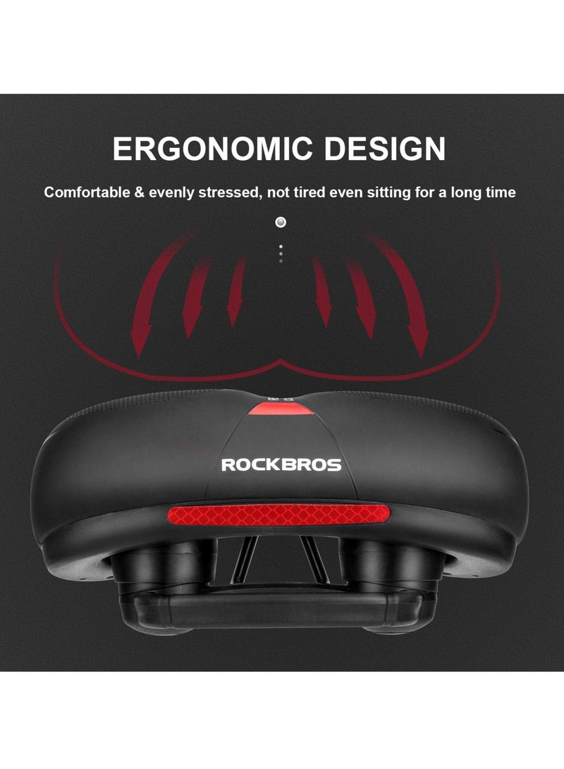 روكبروز مقعد دراجة مريح للدراجة الجبلية مناسب للرجال والنساء مع بطانة عريضة ناعمة الملمس وممتصة للصدمات اضافة الى شريط عاكس - Image 5